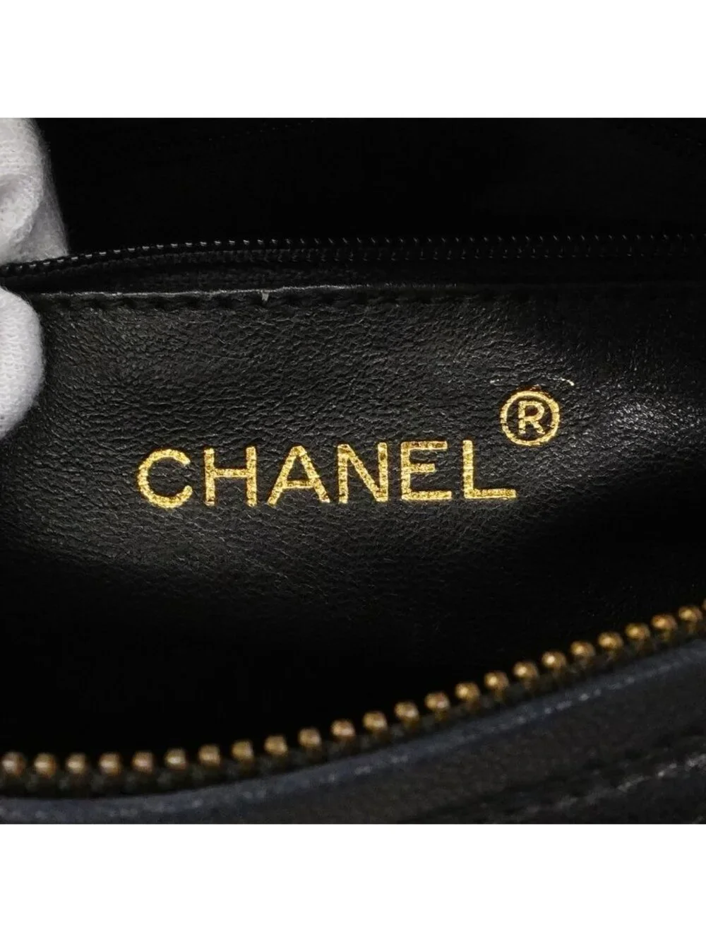Chanel Shoulder Bag Lambskin Black Gold